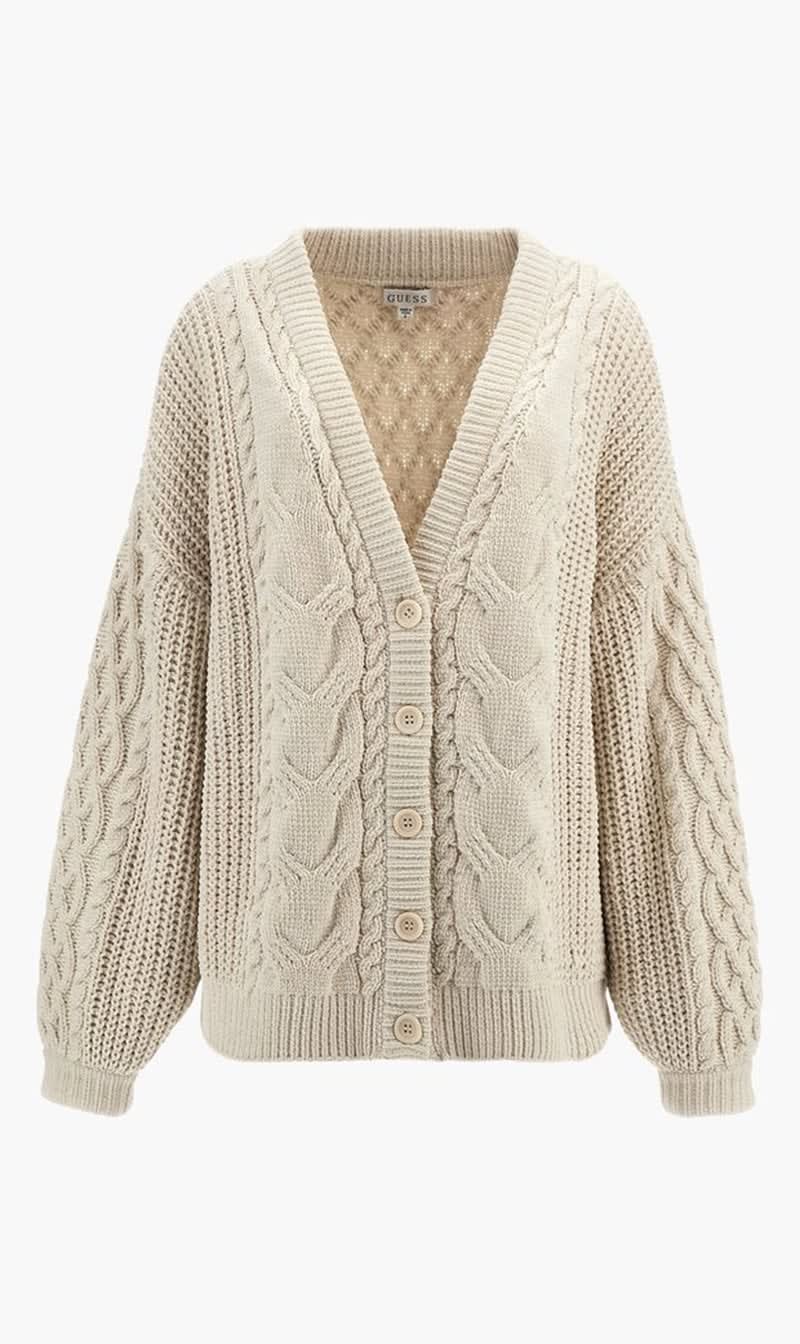 

Guess Beige Ls Aki Chenille Cable Swtr for Women | The Deal Outlet