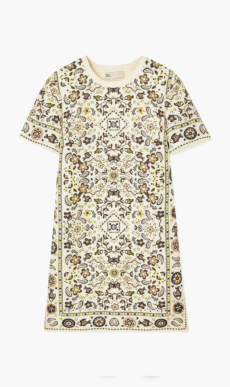 

Tory Burch Beige Silk Front Tshirt Dress for Women | The Deal Outlet