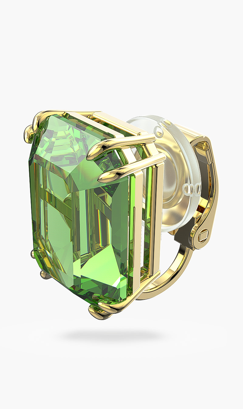 

Millenia Clip Earring, Single, Green, Gold-tone Plated