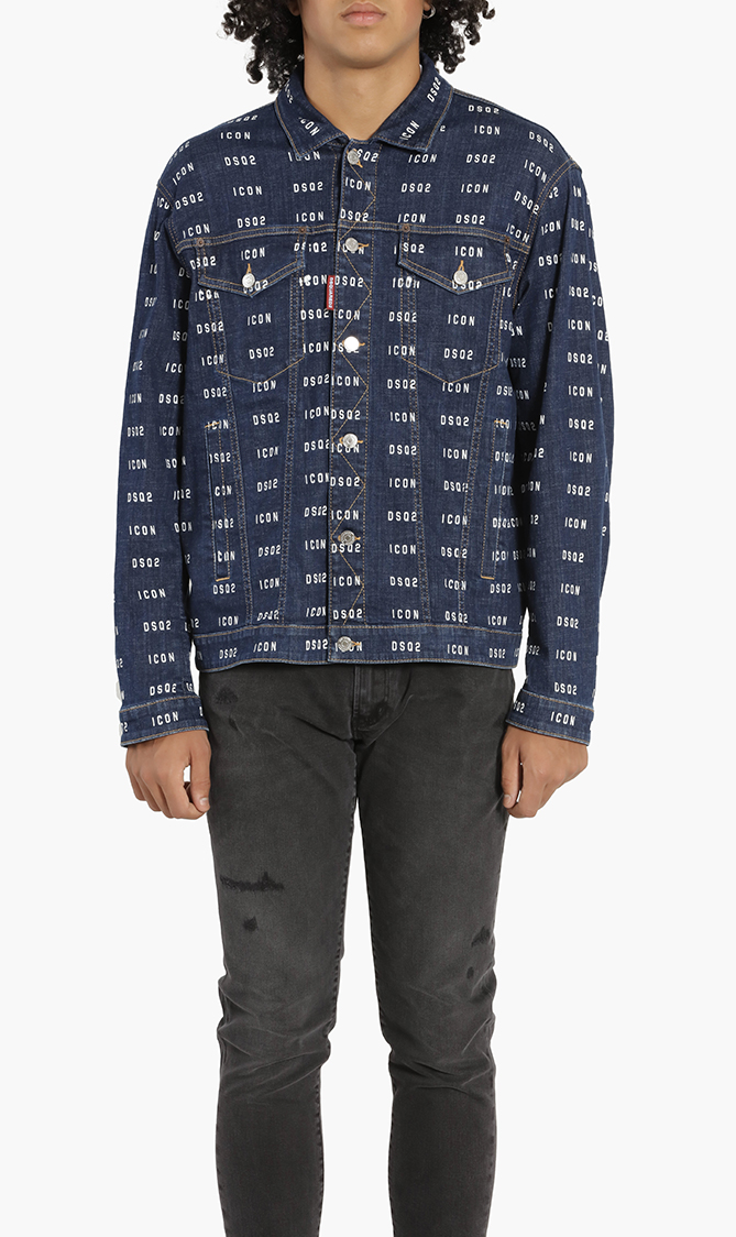 

Dsquared2 All Over Logo Print Denim Jacket