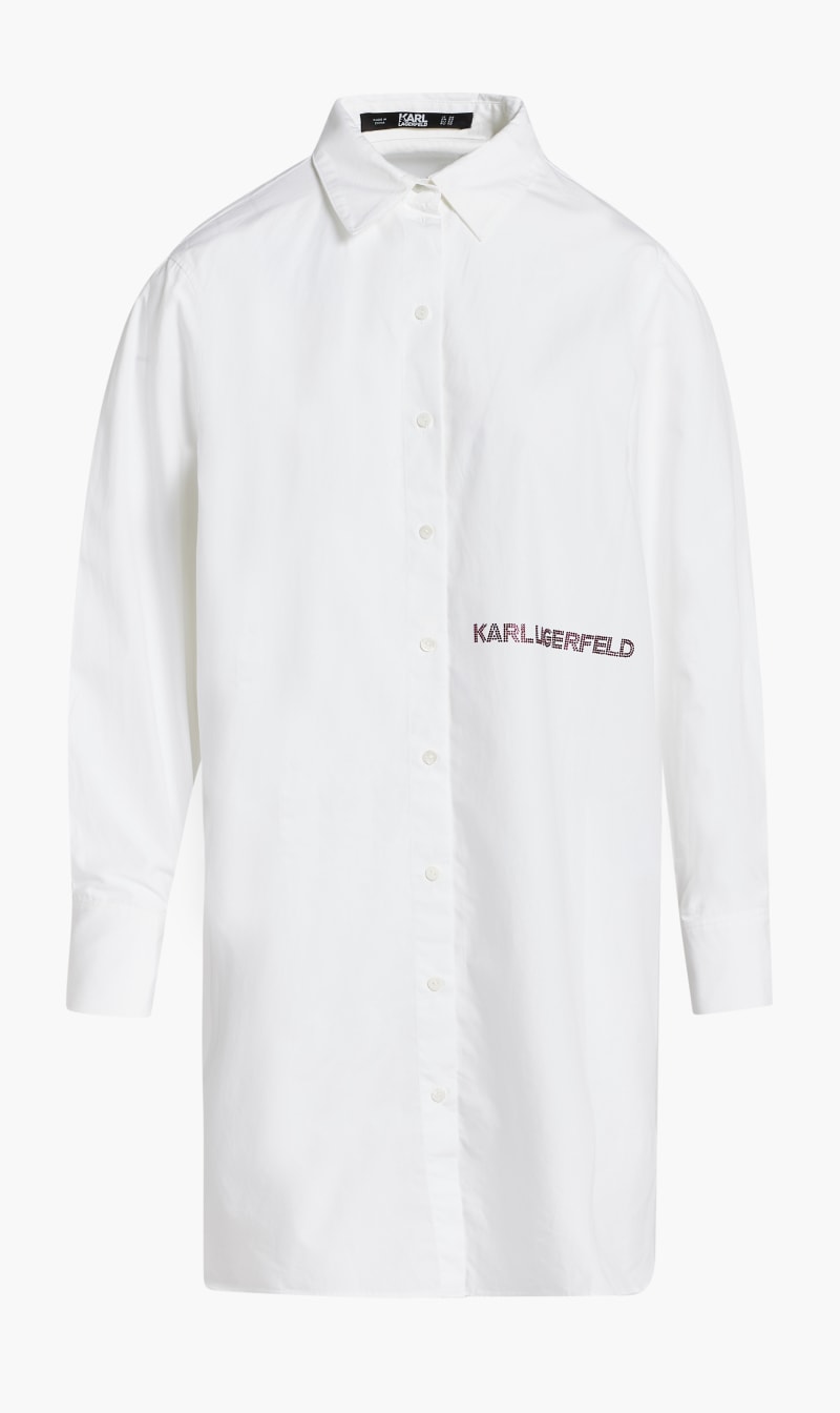 

Karl Lagerfeld White Ikonik Long Length Tunic Top for Women | The Deal Outlet