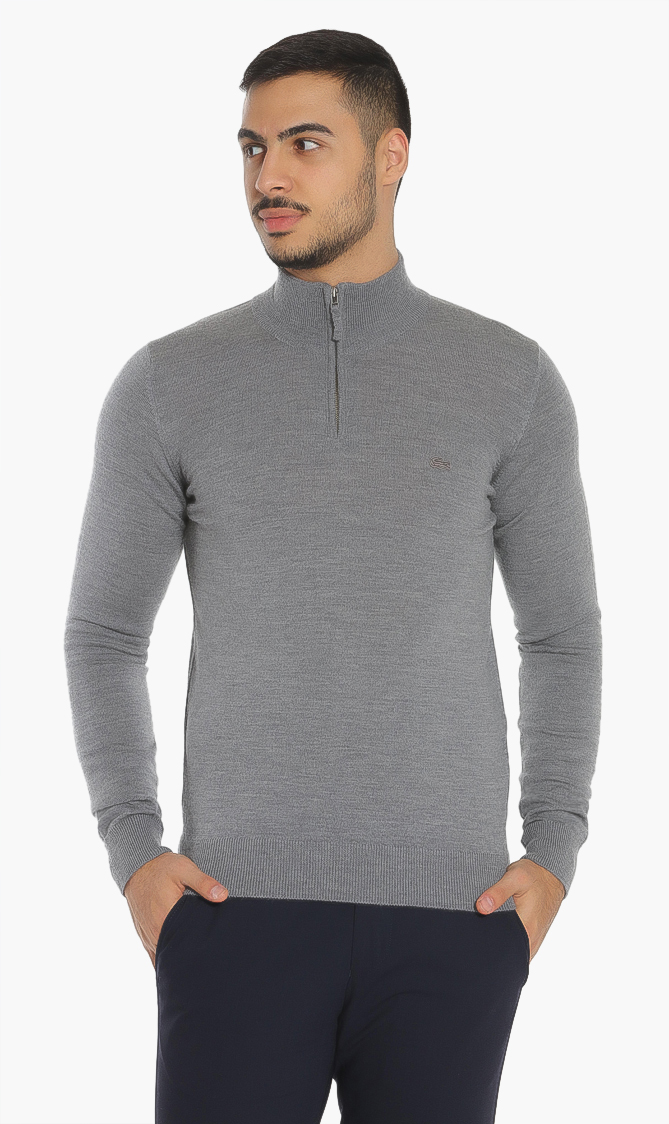 

Lacoste Zippered Stand-up Collar Sweater