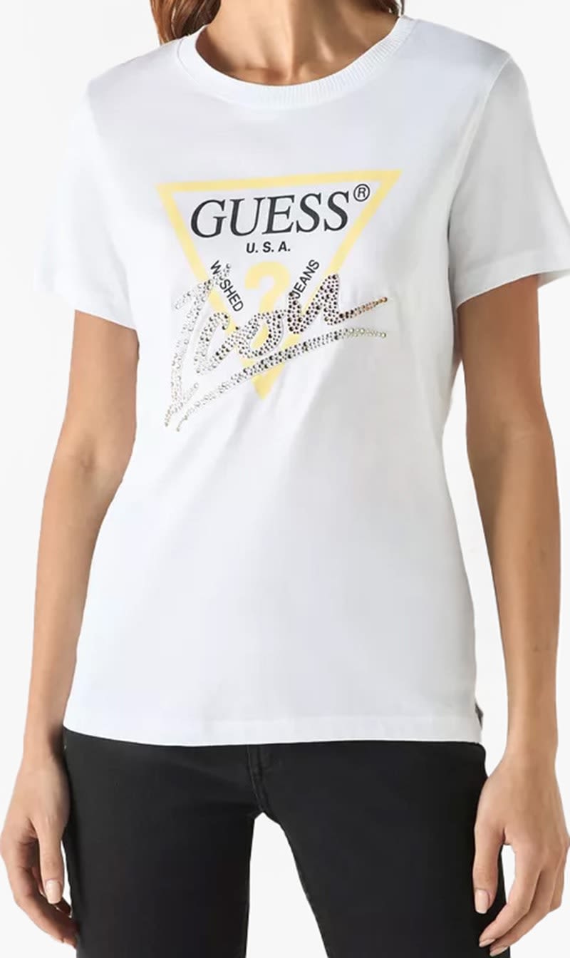 

Guess White Ss Cn Icon Tee for Women | The Deal Outlet