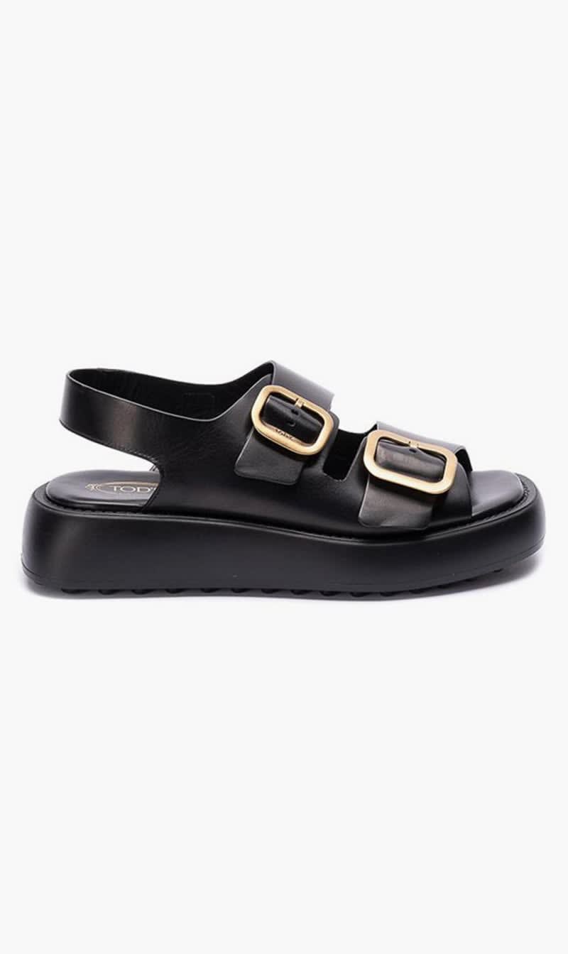 

Tod's Black Leather Sandals for Women | The Deal Outlet