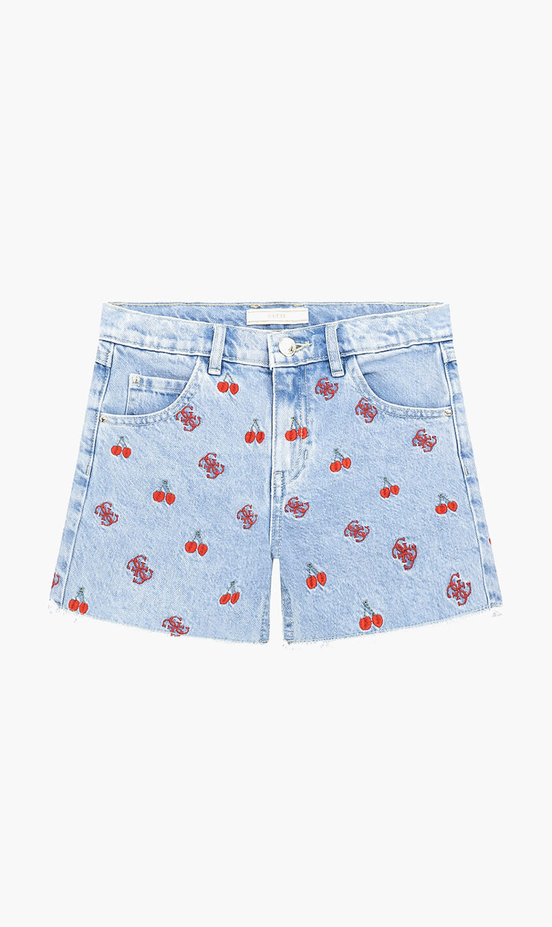 

Guess Multi-color Embroidery Denim Shorts for Girls
