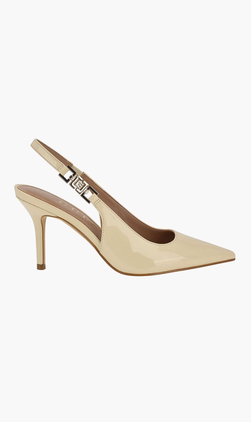 Beige Guess Black Nassha Patent Slingback for Women