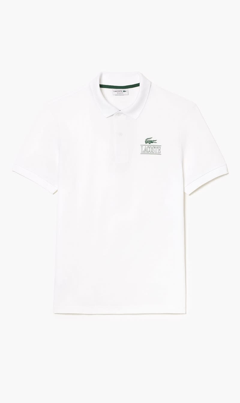 

Lacoste White Short Sleeved Ribbed Collar Shirt for Men | The Deal Outlet