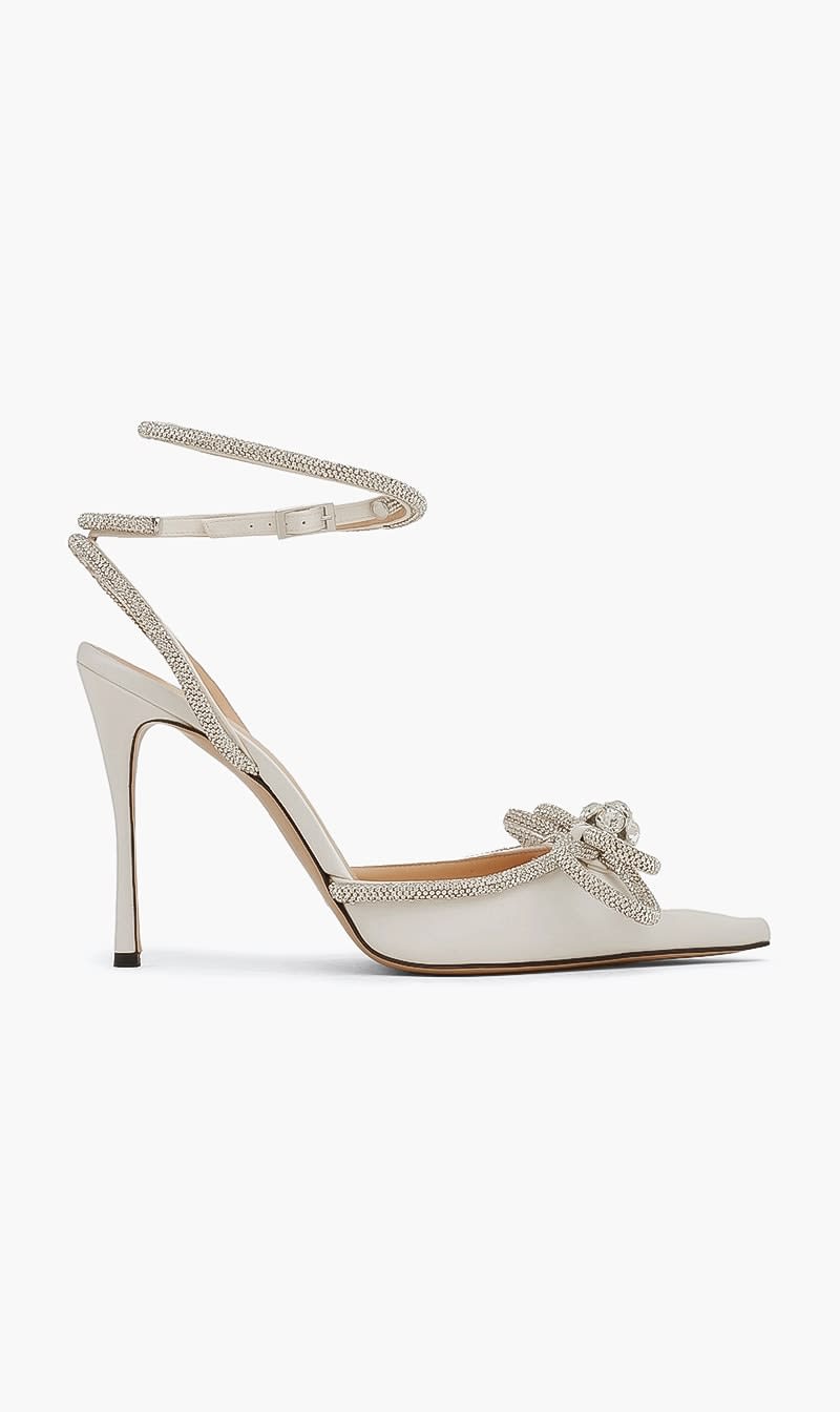 

Mach And Mach White Double Bow High Heels (110mm) for Women | The Deal Outlet