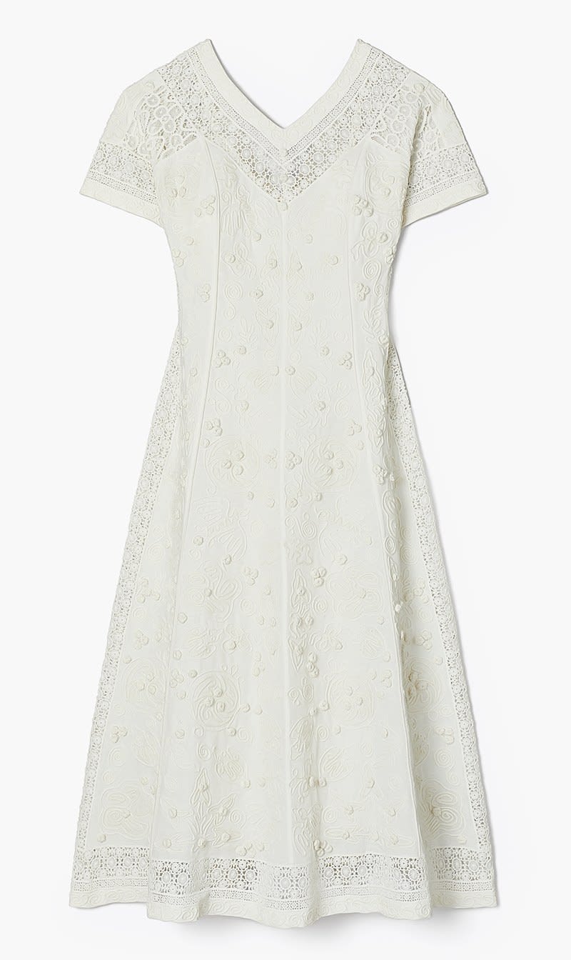 

Tory Burch Beige Embroidered Linen Dress for Women | The Deal Outlet
