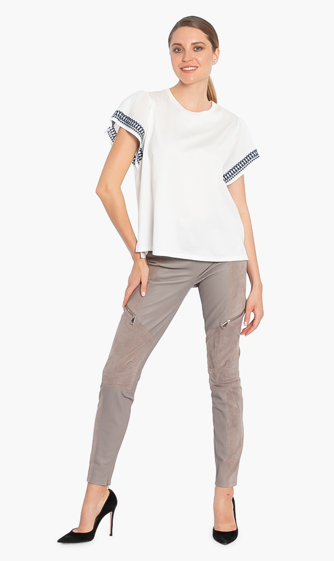 

Karl Lagerfeld Leather & Suede Paneled Leggings