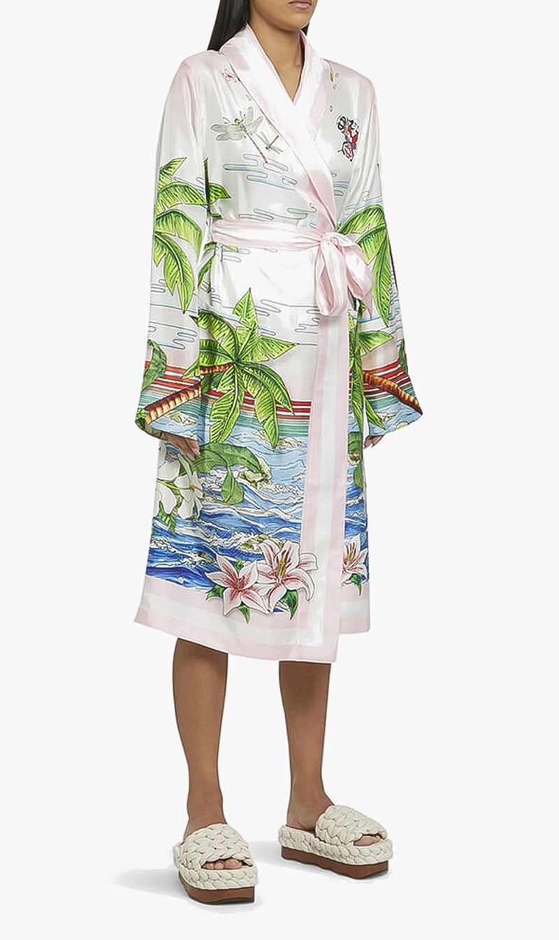 

Printed Silk Twill Robe, Multi-color