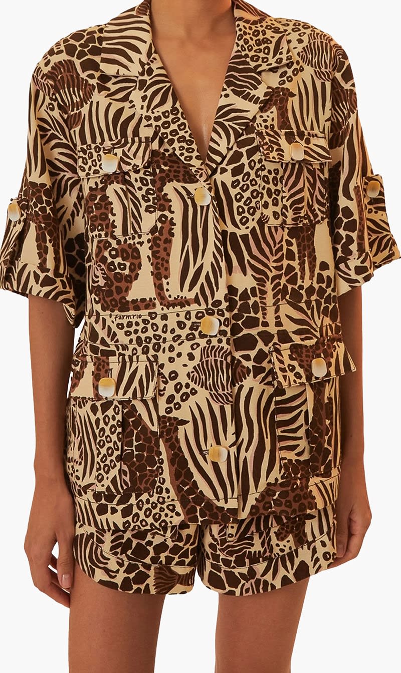 

Farm Rio Beige Safari Sand Shirt for Women | The Deal Outlet