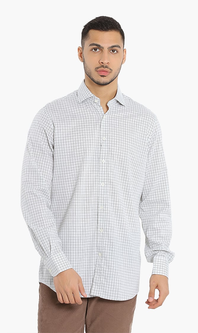 

Hackett London Mayfair Melange Twill Check Chelsea Classic Fit Shirt