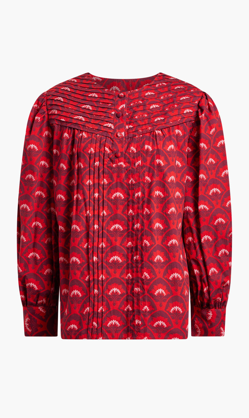 

Atelier 1756 Red Red Top With Purple And Pink Motif And Long Sleeves for Women | The Deal Outlet