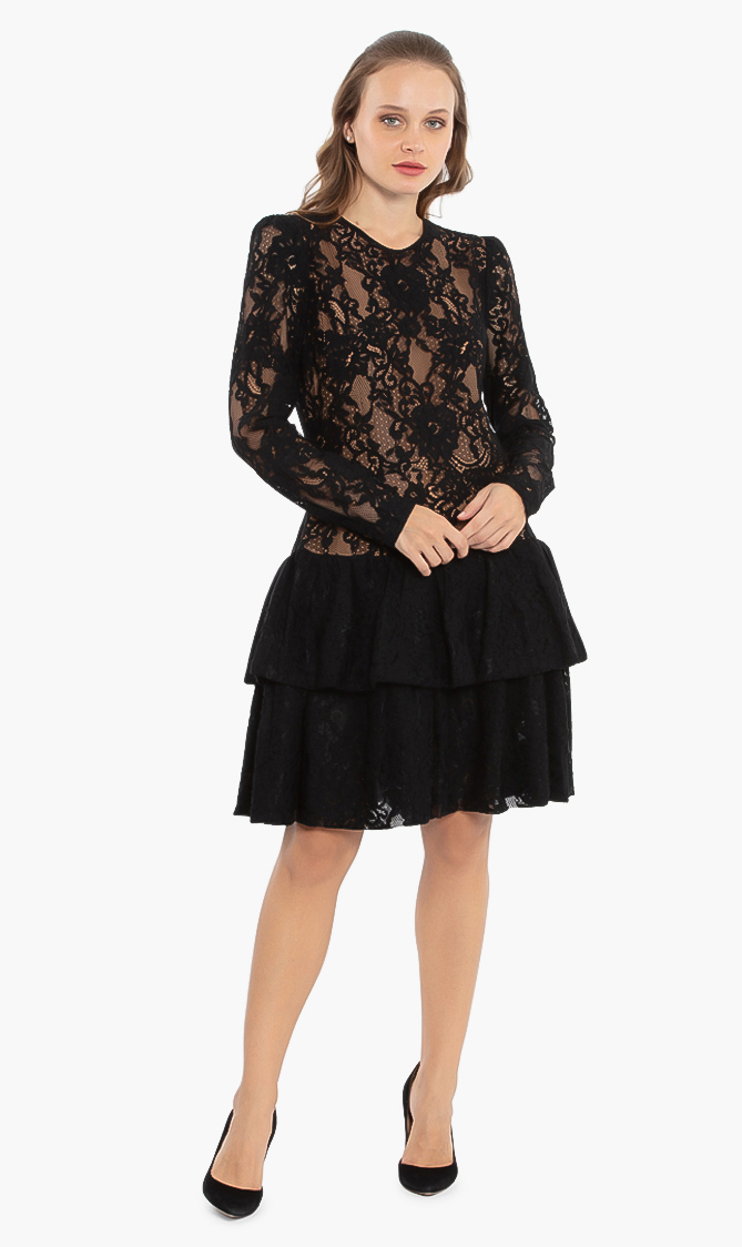 

Michael Kors Floral Lace Ruffle Dress