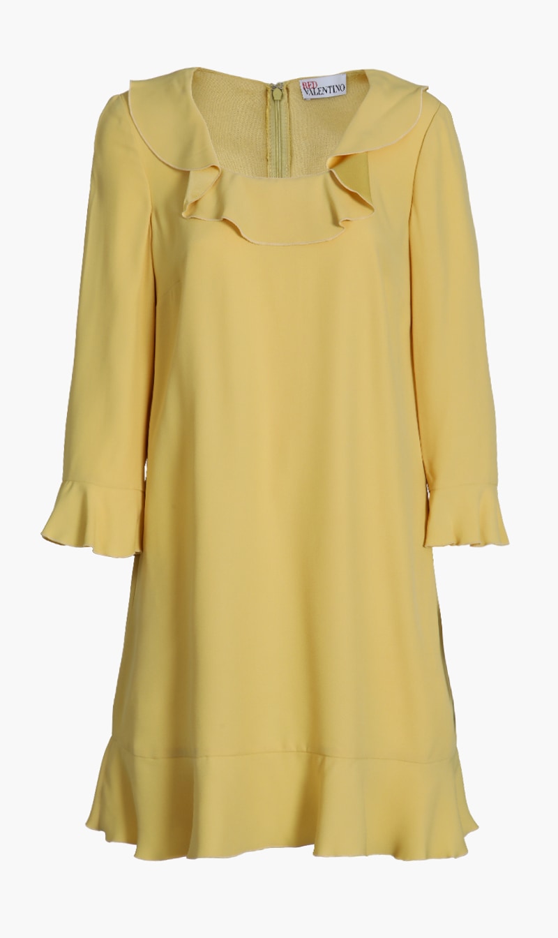 

Ruffle Neck Mini Dress, Yellow