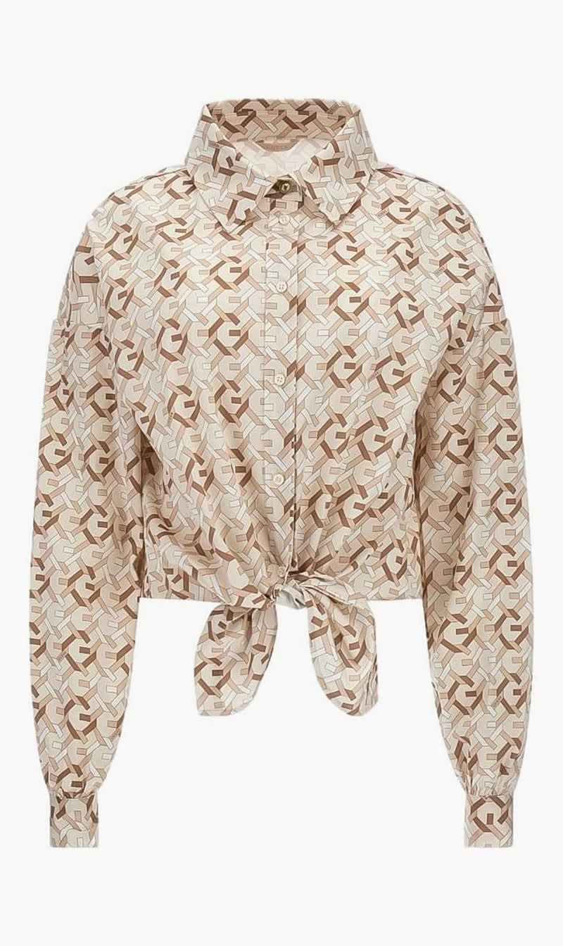

Guess Beige Ls Dea Bowed Shirt for Women | The Deal Outlet