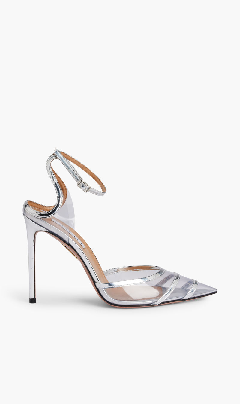 

Aquazzura Firenze Silver Sting Pump 105 for Women | The Deal Outlet