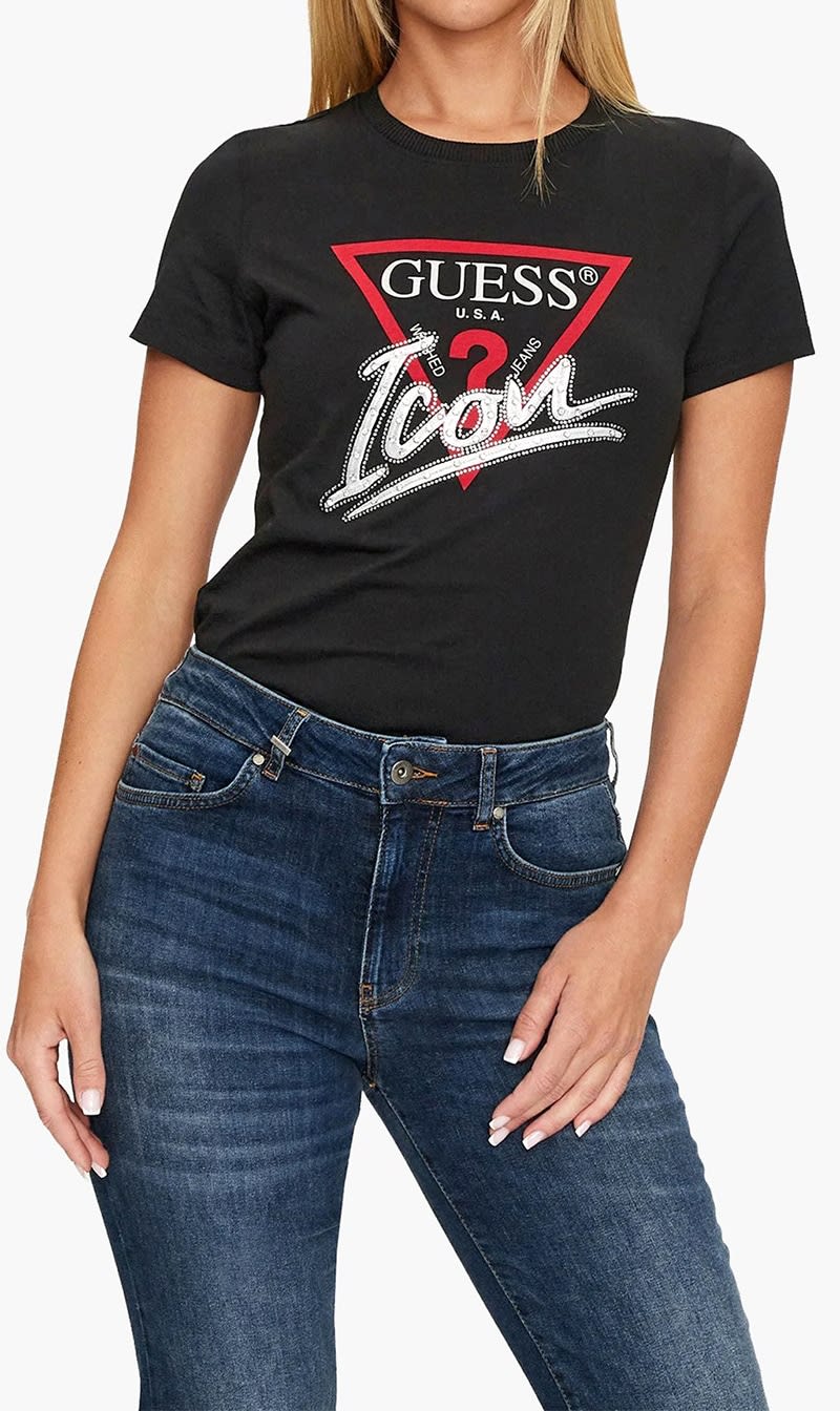 

Guess Black Ss Cn Icon Tee for Women | The Deal Outlet