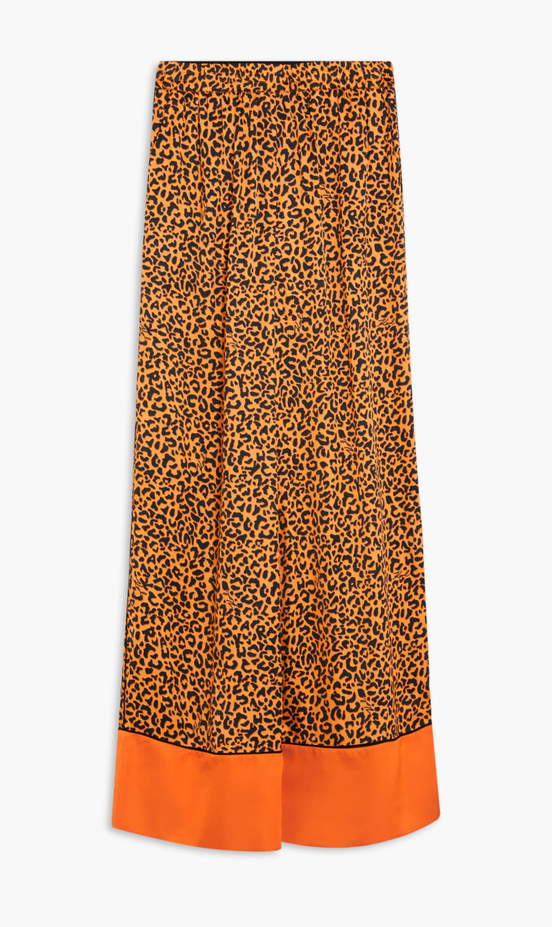 

Karl Lagerfeld Orange Kl Leo Printed Wideleg Pants for Women | The Deal Outlet