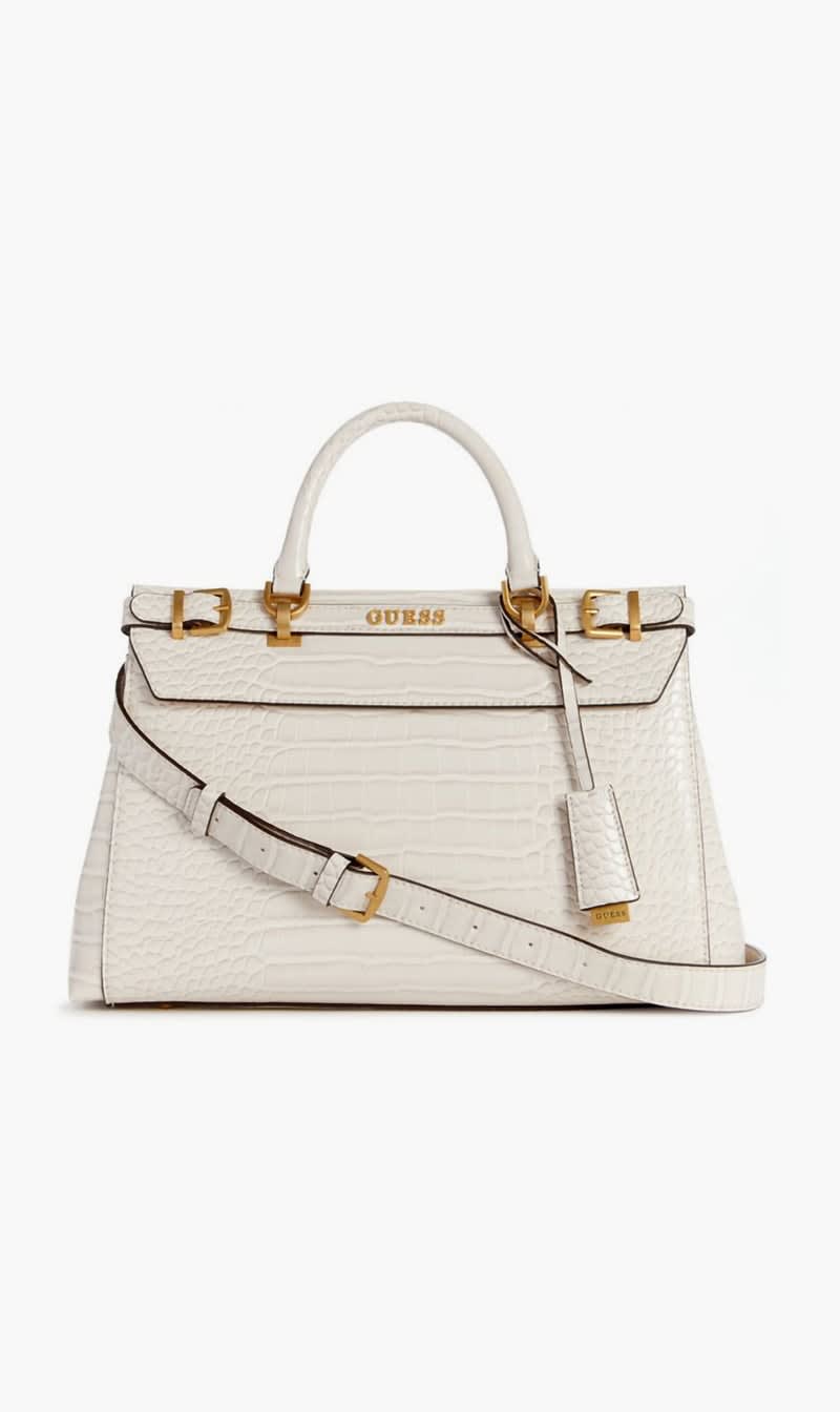 

Guess White Sestri Luxury Satchel for Women | The Deal Outlet