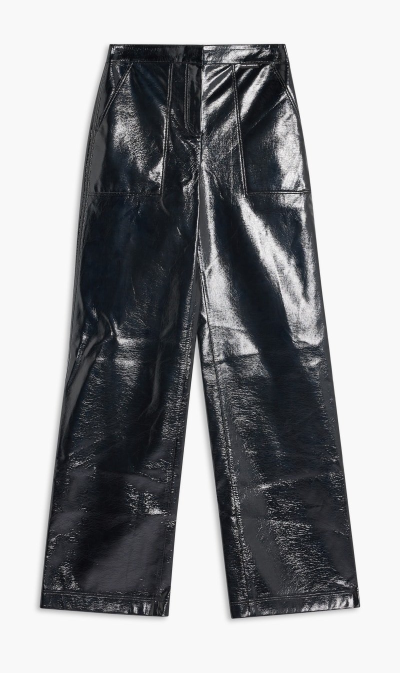 

Karl Lagerfeld Black Faux Patent Leather Pants for Women | The Deal Outlet