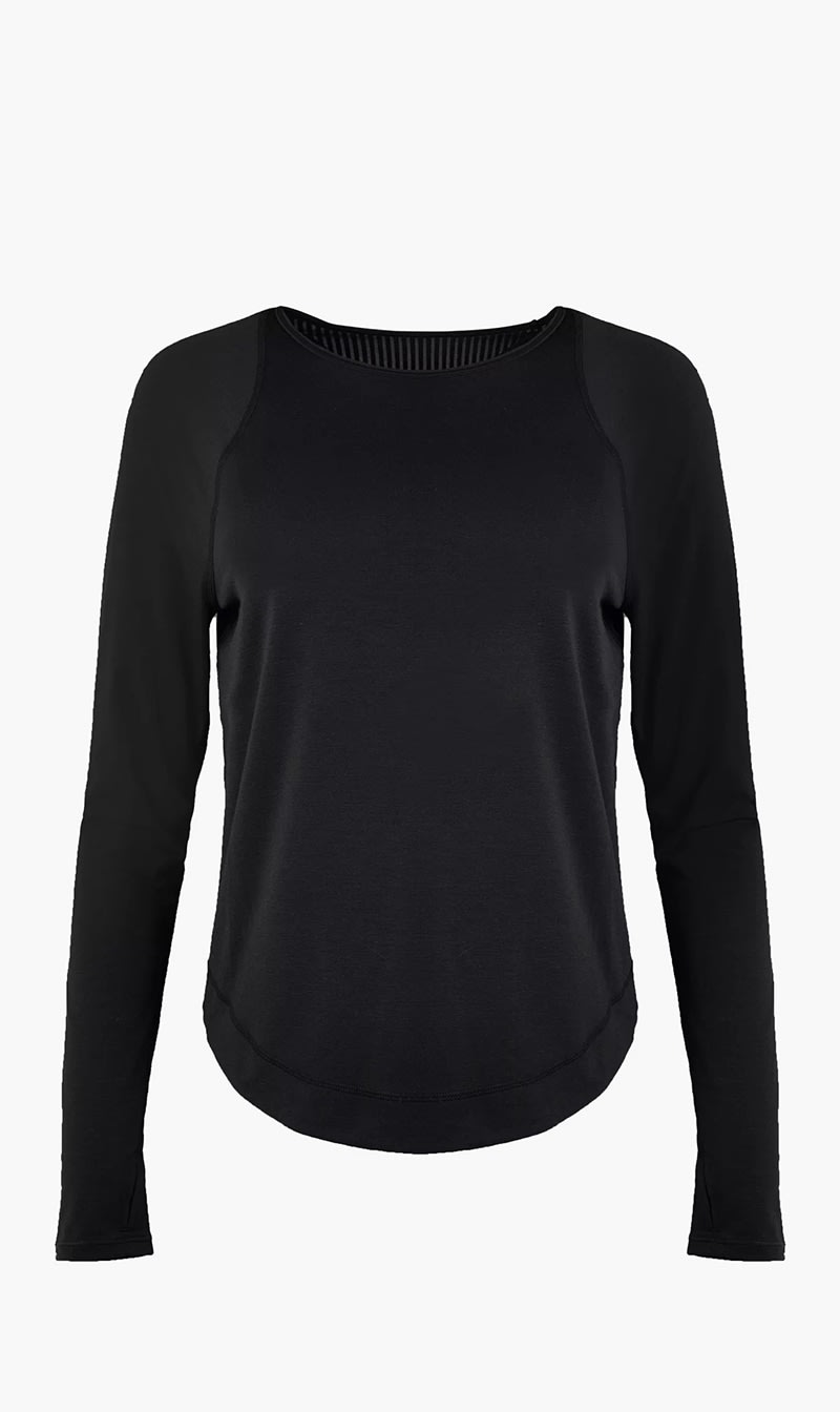 

Sweaty Betty Black Breathe Easy Long Sleeve Top for Women | The Deal Outlet