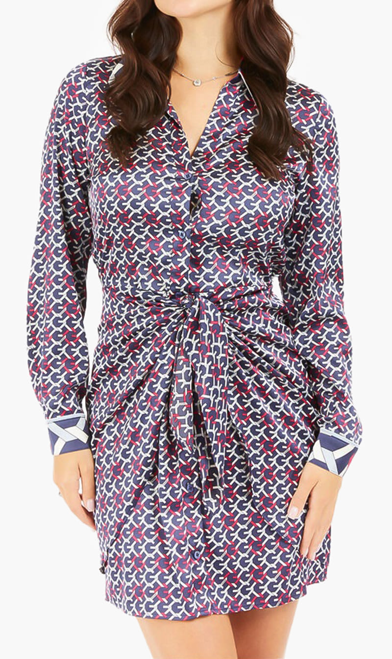 

Guess Purple New Ls Alya Printed Dress for Women | The Deal Outlet