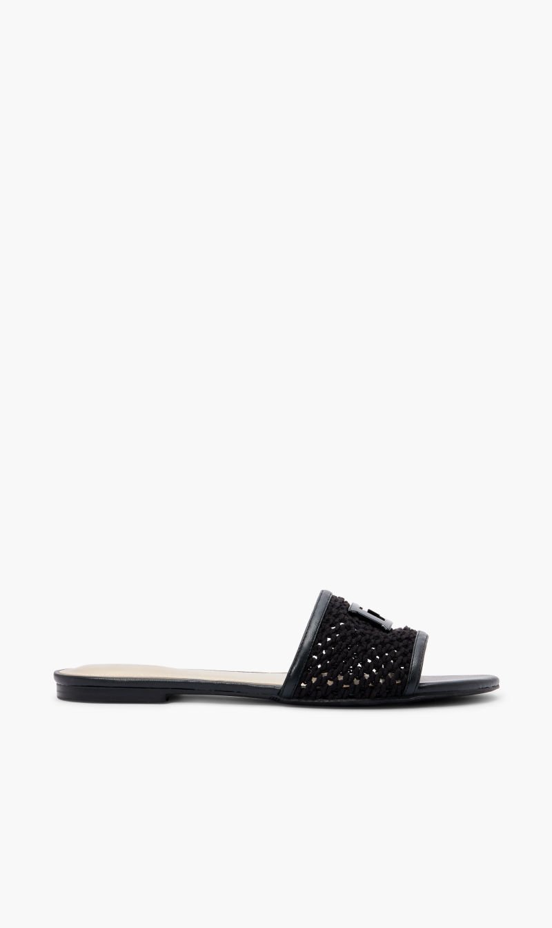 

Guess Black Woven Slide Flats for Women | The Deal Outlet