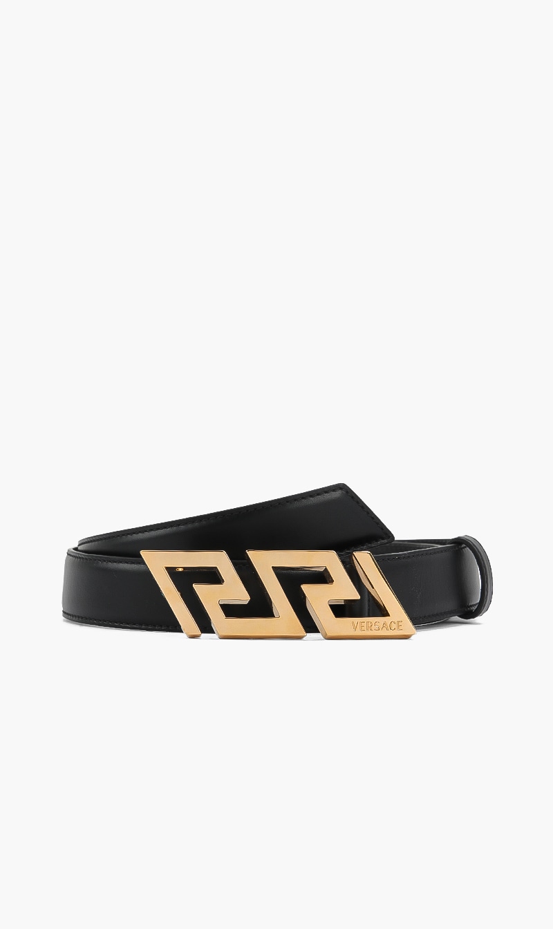 

La Greca Leather Belt, Gold