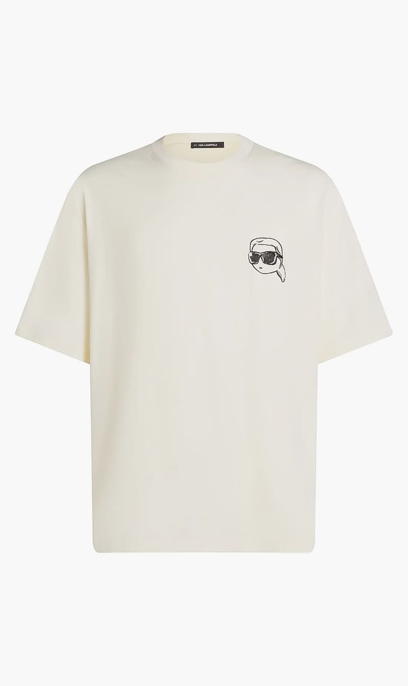 

Karl Lagerfeld White Signature Patch T Shirt for Men | The Deal Outlet