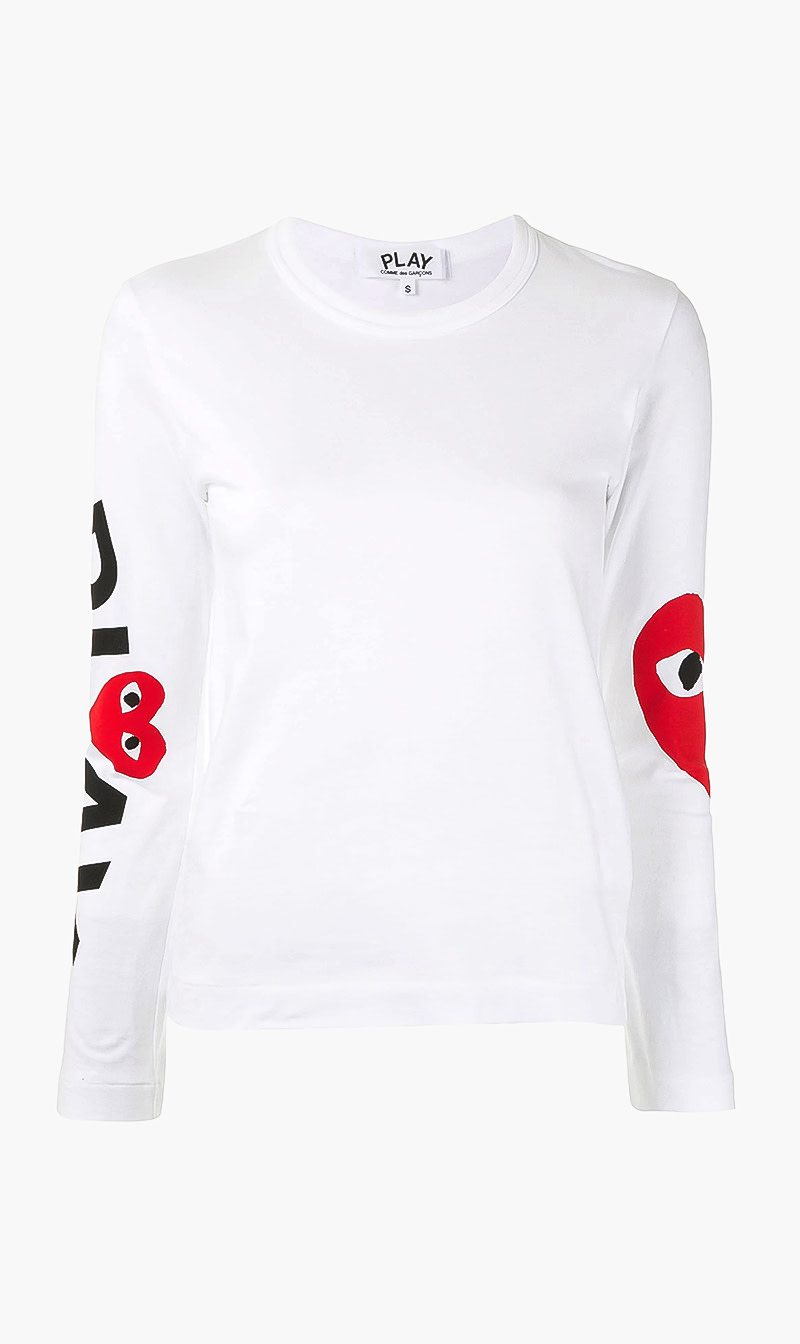 

Play Logo-print Long Sleeve Top, White