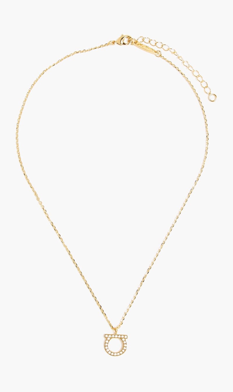Ferragamo Gold Gancini Crystal Necklace for Women