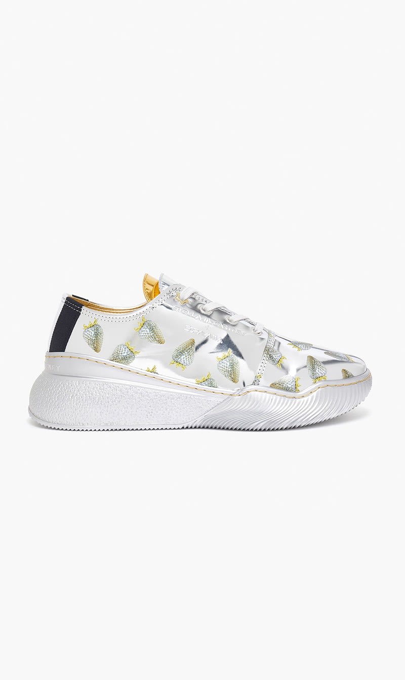 

Stella Mc Cartney Silver Loop Strawberry Print Metallic Low-top Trainers for Women | The Deal Outlet