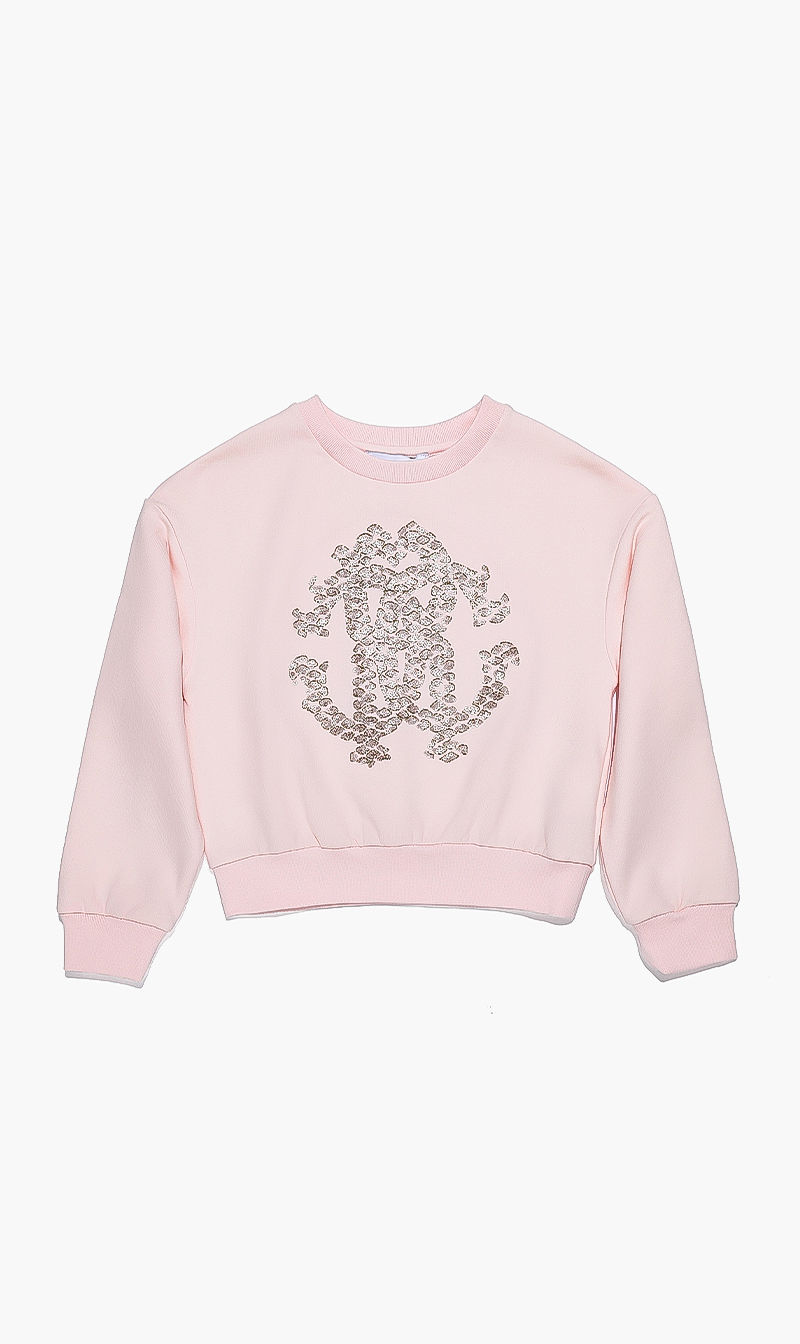 

Roberto Cavalli Pink Snake Print Logo Sweatshirt