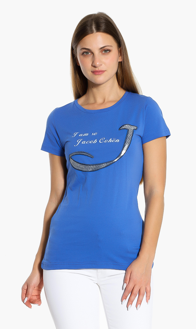 

Jacob cohen embroidered logo cotton t-shirt | the deal outlet, Blue