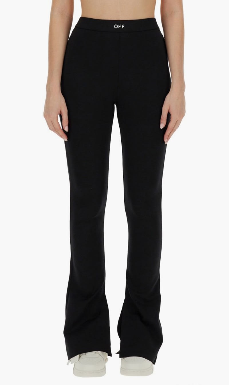 

Off-white Black Sleek Split Leggings Black White for Women | The Deal Outlet