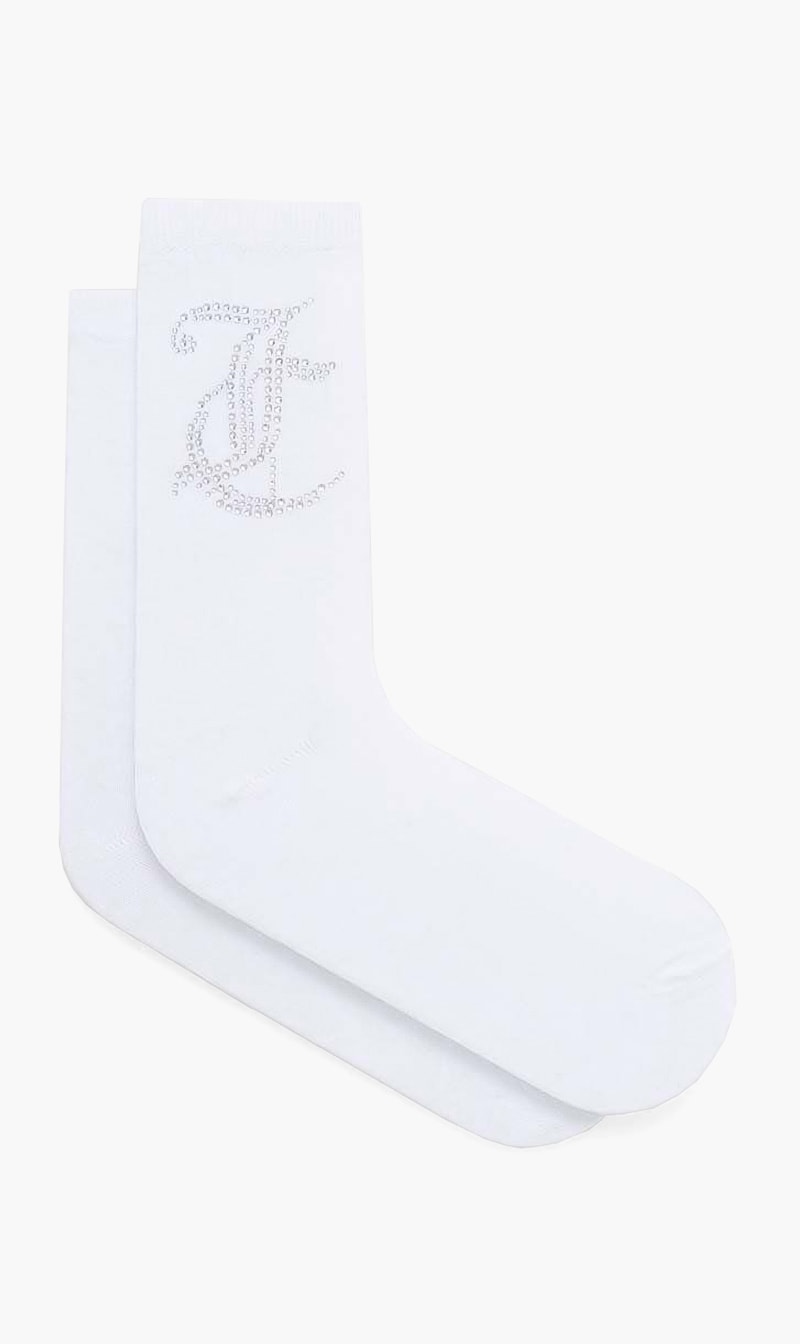 

Crew Socks With Shiny Diamante, White