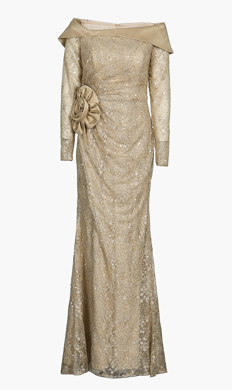 

Terani Couture Brown Off Shoulder Sequin Evening Dress for Women | The Deal Outlet