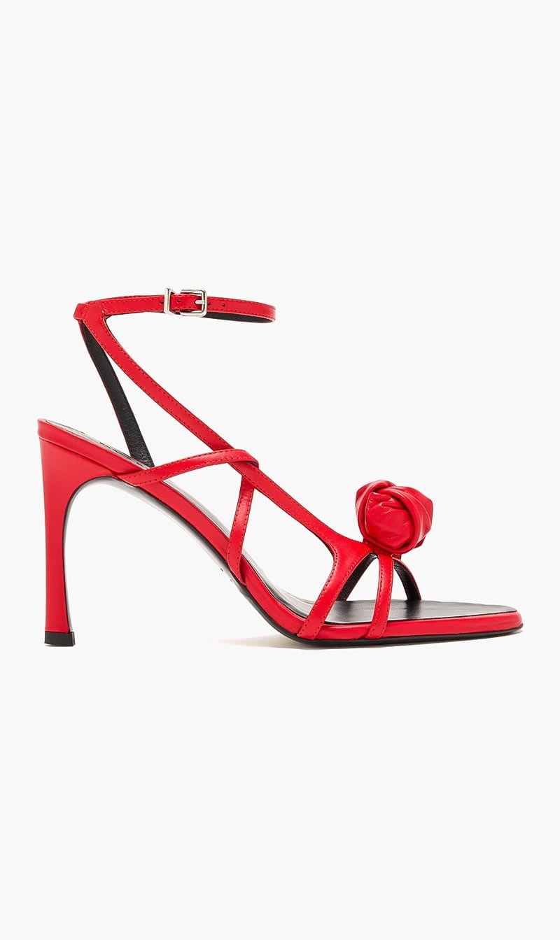 Red Leather Knot Sandal for Women