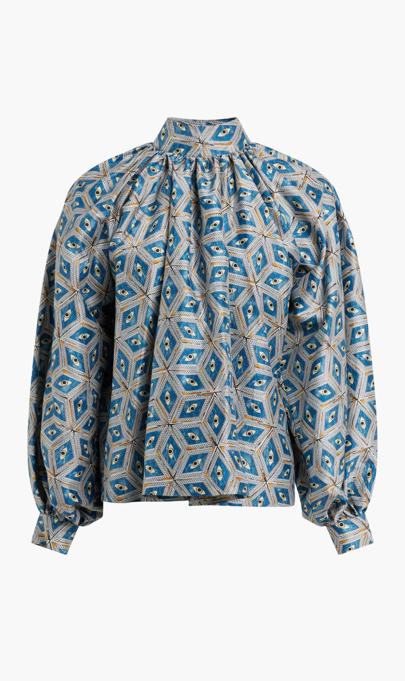 

Keeya Blue Oversized Puff Sleeve Shirt for Women | The Deal Outlet