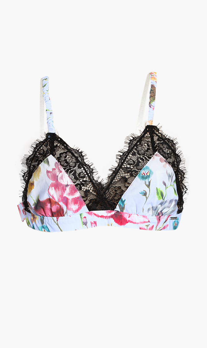 

Floral Print Lace Cami Top, Blue