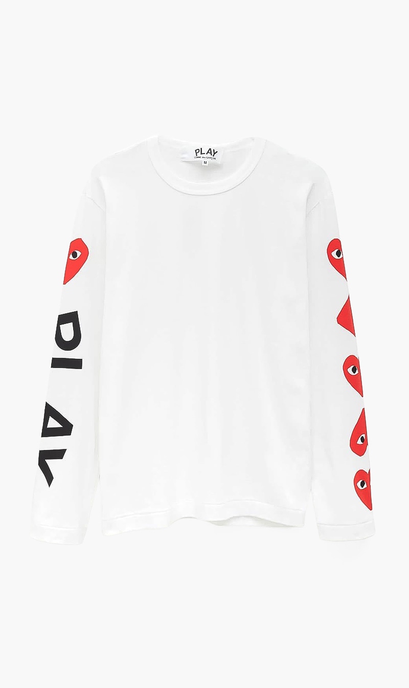 

Heart Print Long Sleeve T-shirt, White