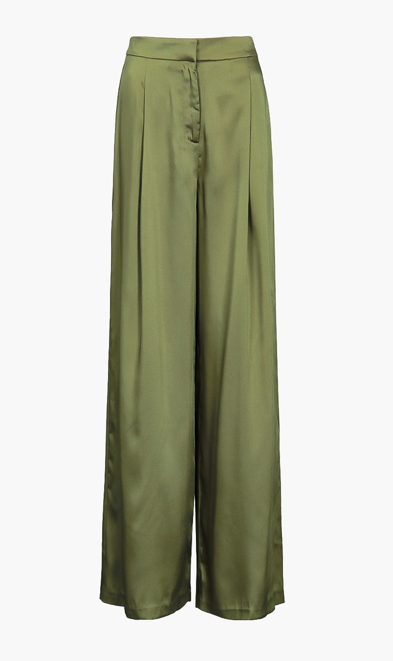

Michael Kors Green Satin Wide Leg Trousers for Women | The Deal Outlet