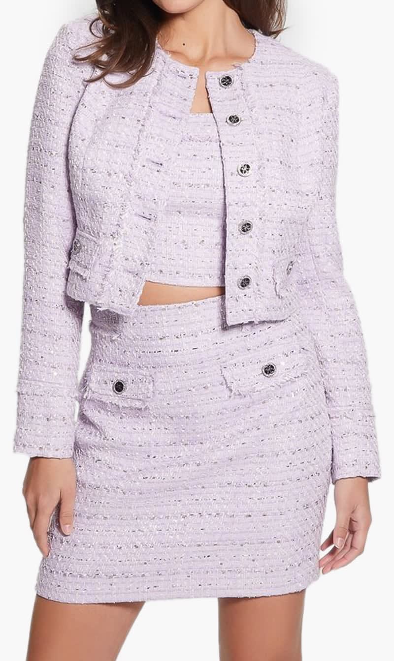 

Guess Purple New Sofia Tweed Jacket for Women | The Deal Outlet