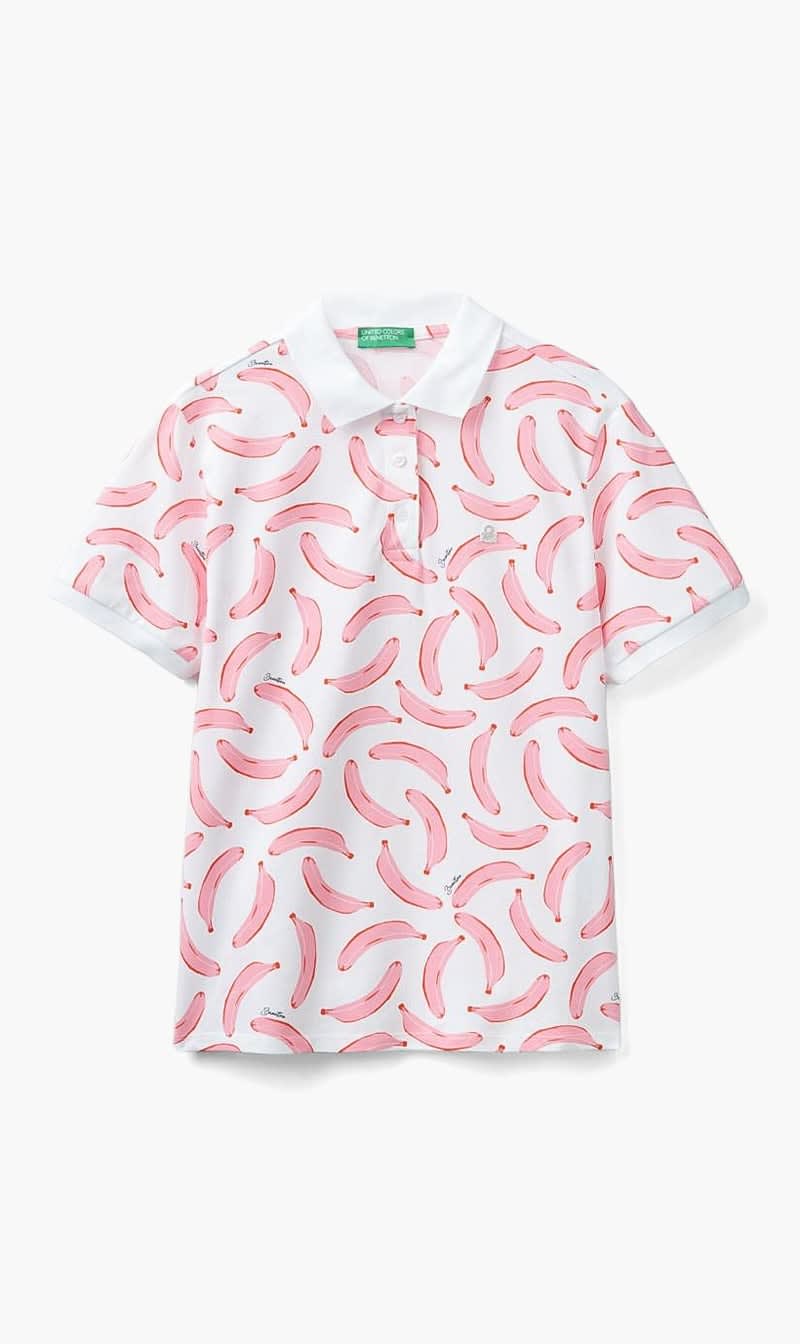 United Colors Of Benetton White Short Sleeve Polo Shirt for Women