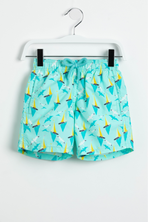 

Vilebrequin Blue Sail Boat Print Swim Trunks for Boys | The Deal Outlet