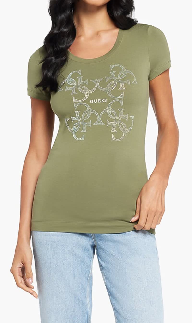 

Guess Green Ss Cn 4g Logo Tee for Women | The Deal Outlet