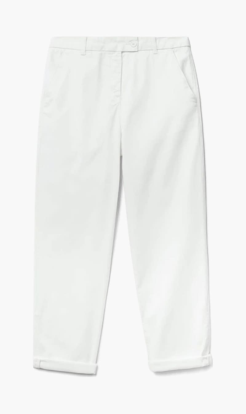 United Colors Of Benetton White Stretch Cotton Chino Trousers for Women