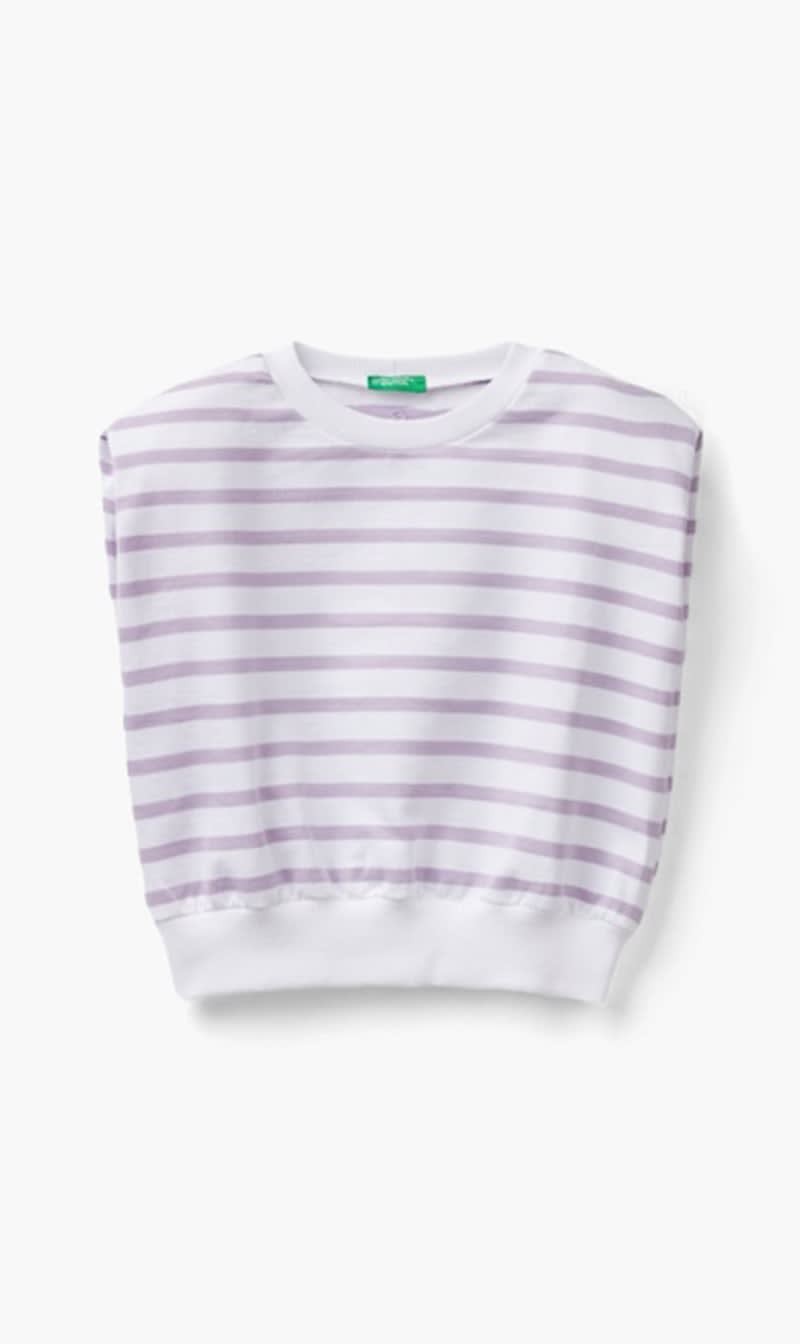 

United Colors Of Benetton Purple Striped Sleeveless Sweater for Girls